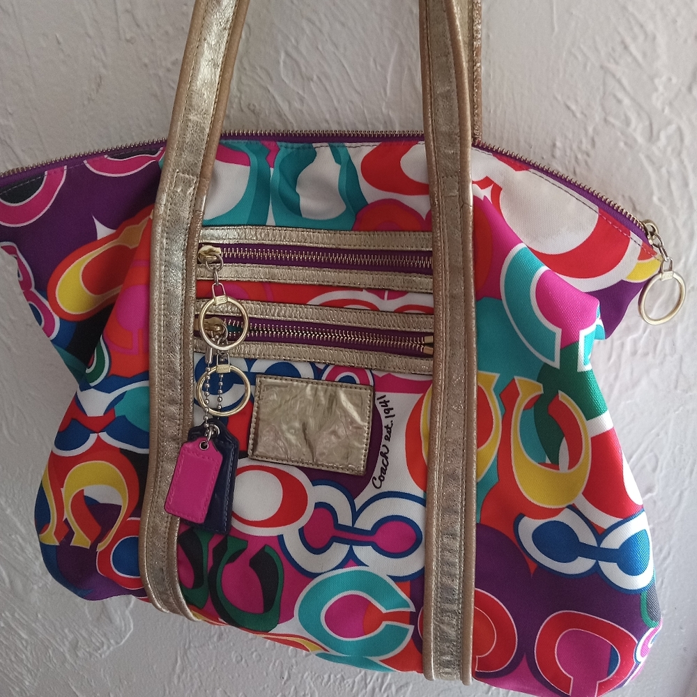 Multi Colored Coach purse.